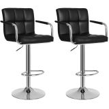 Barkruk met armleuning zwart set van 2 stuks