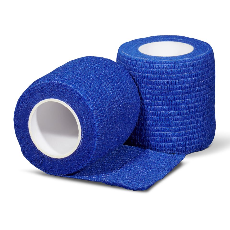Gladiator sports ondertape bandage per rol donkerblauw voor- en achterzijde