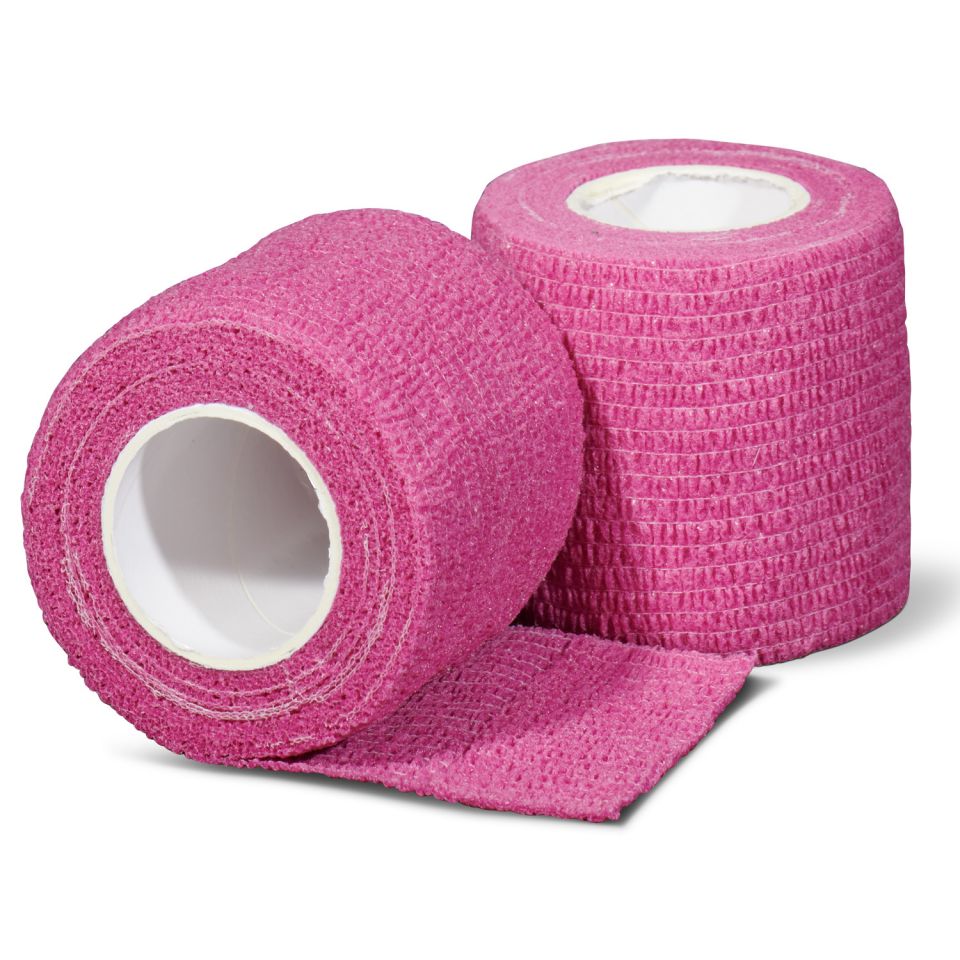 Gladiator sports ondertape bandage per rol roze voor- en achterzijde