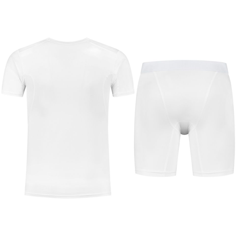 gladiator sports pakket compressiebroek en shirt heren shirt in wit van achteren gefotografeerd