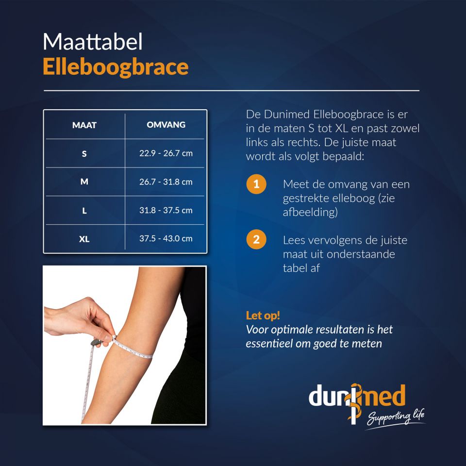 maattabel dunimed elleboogbrace