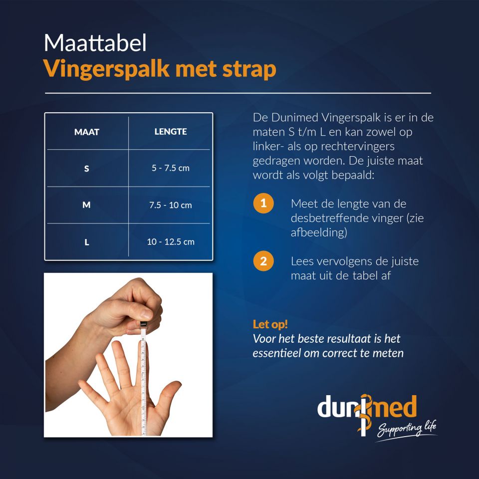 maattabel dunimed vingerspalk met strap