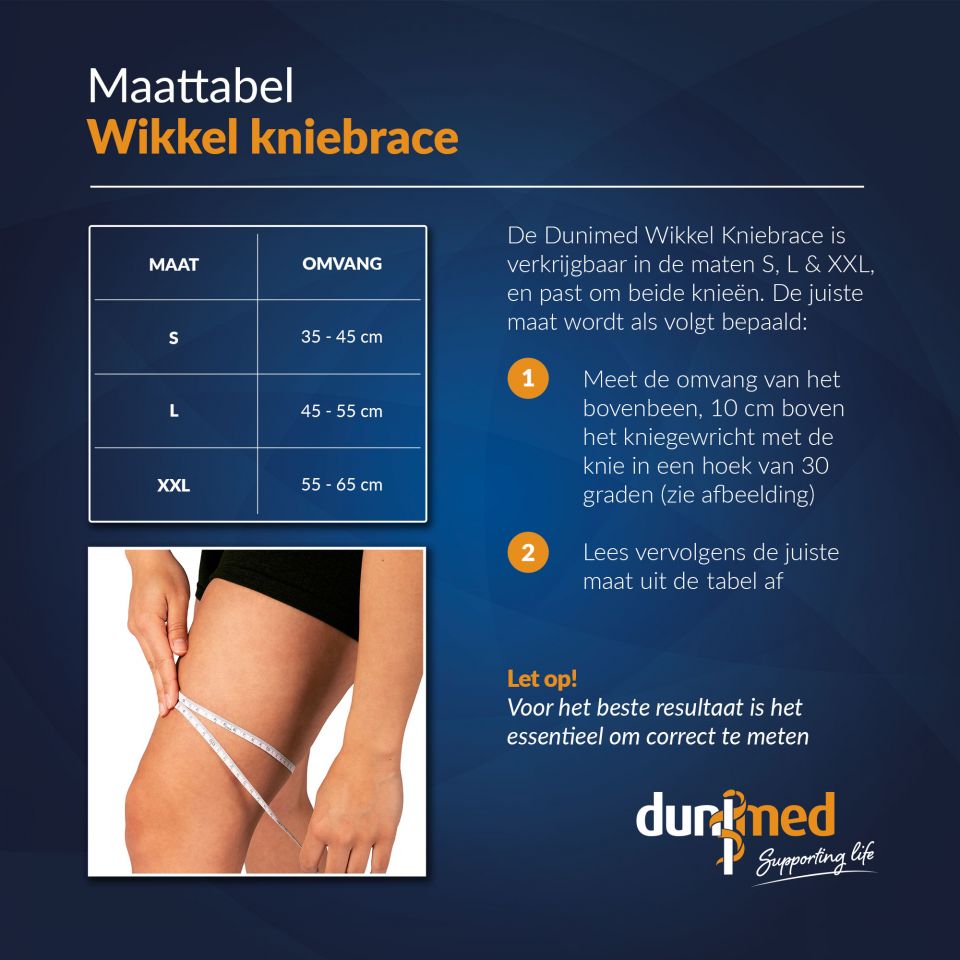 Dunimed wikkel kniebandage maattabel