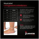 gladiator sports enkelbrace lichtgewicht met straps maattabel