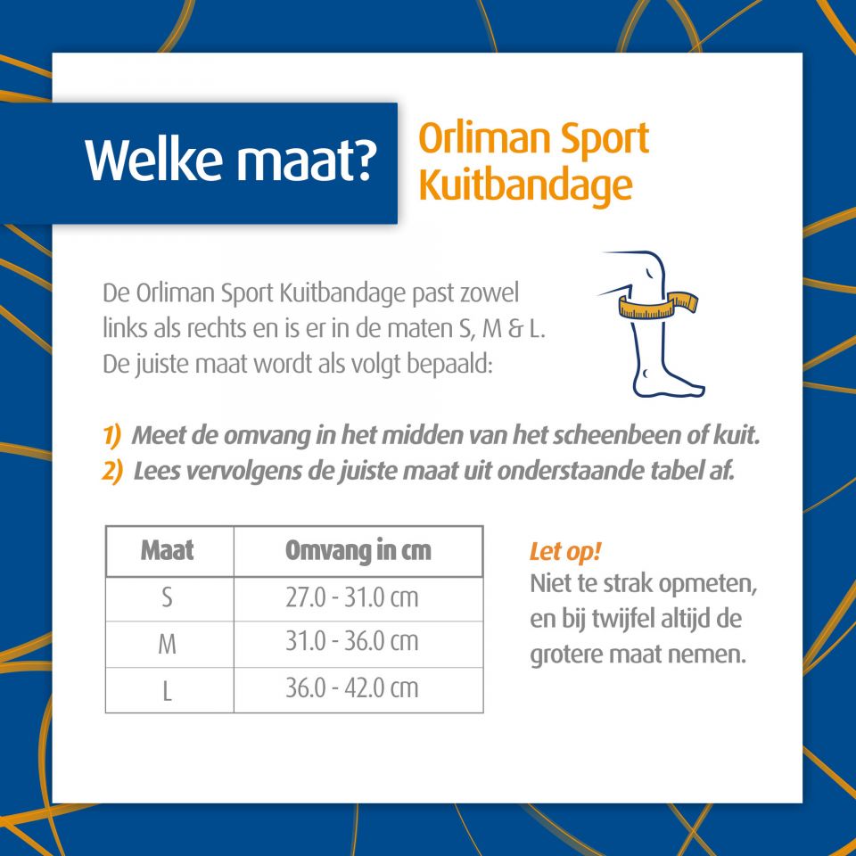 Maattabel Orliman Sport Kuitbandage