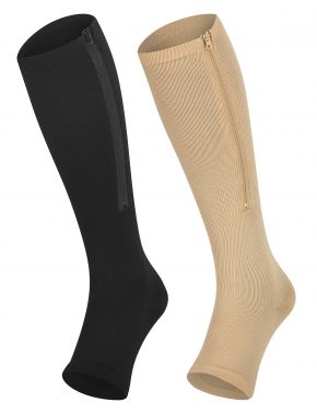 Steunkousen met rits skin en zwart