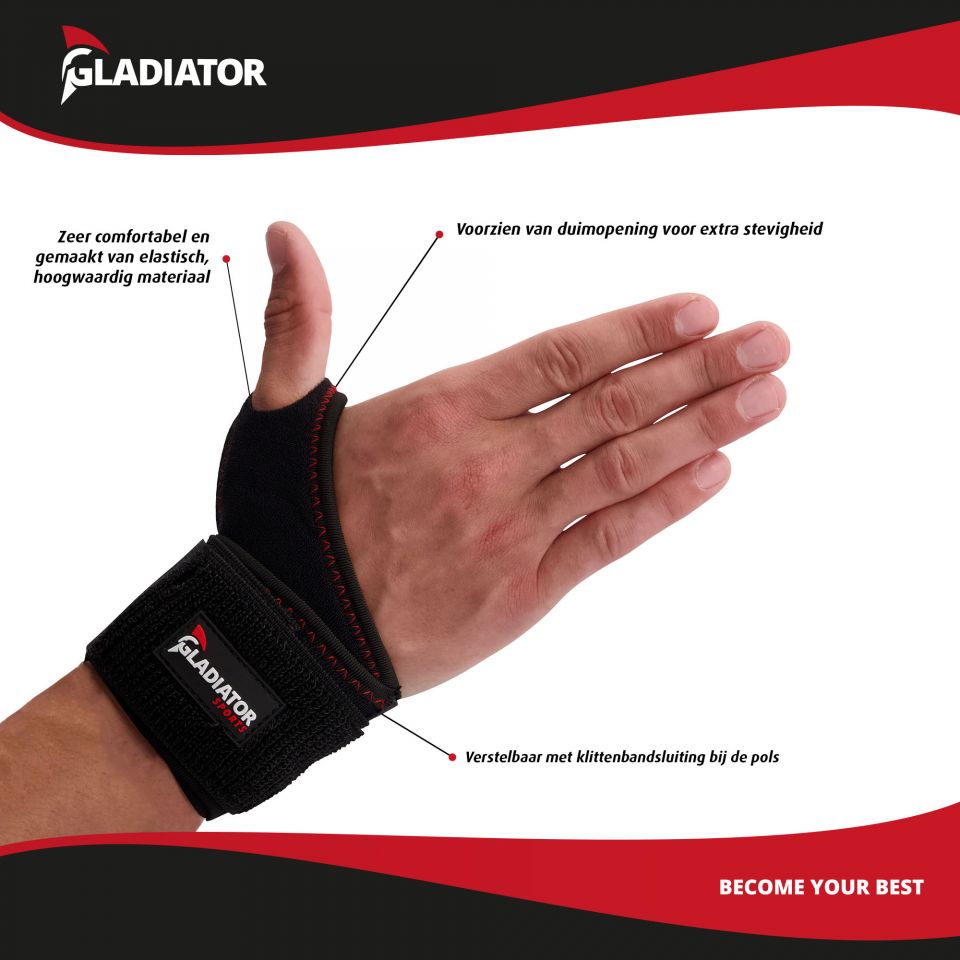 gladiator sports polsbrace met duimopening