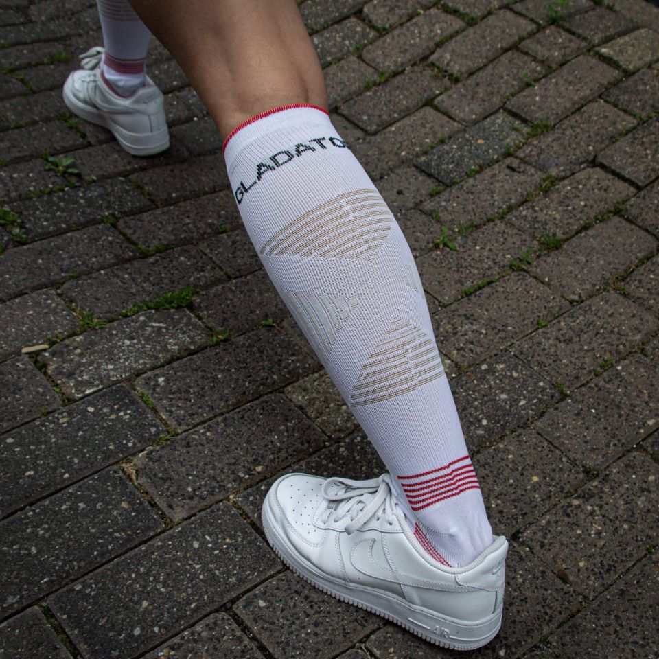 gladiator sports running compressiekousen voor hardlopers wit