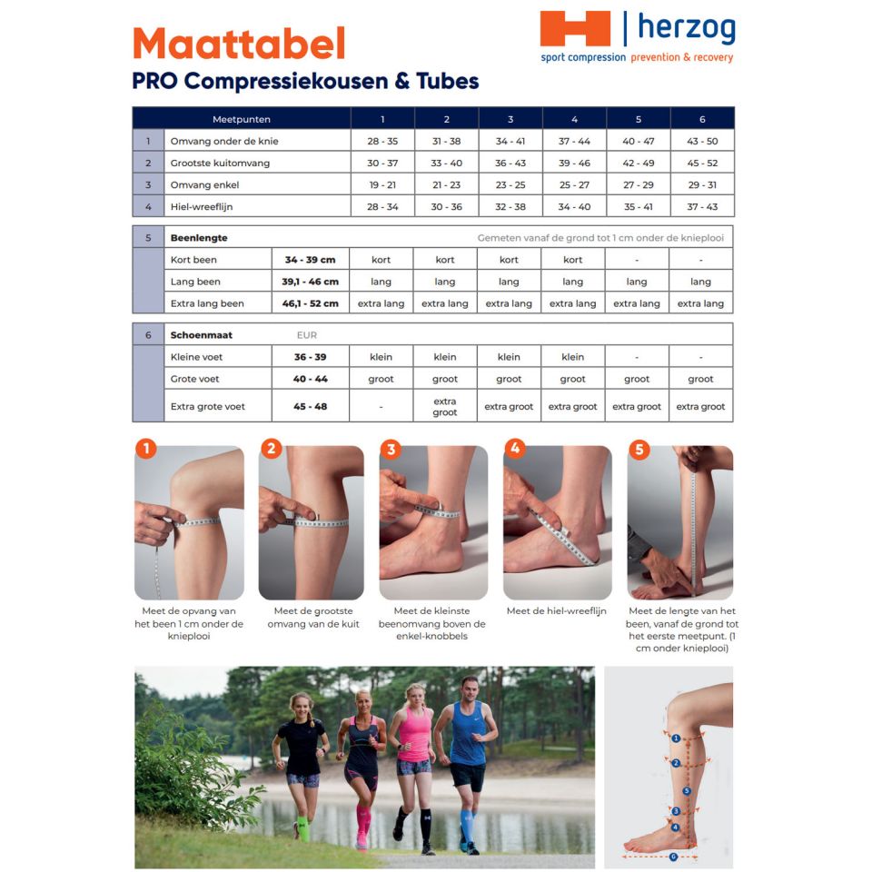Maattabel herzog compressiekousen