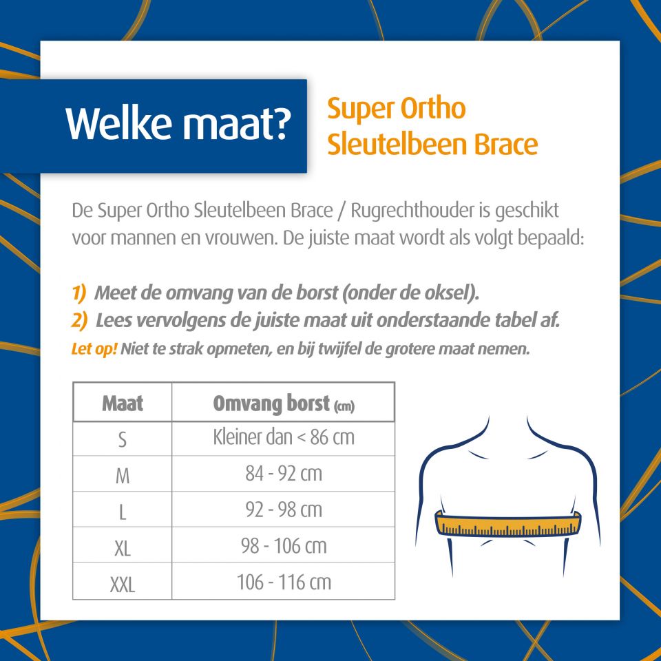 super ortho houding corrector sleutelbeenbrace rugrechthouder maattabel