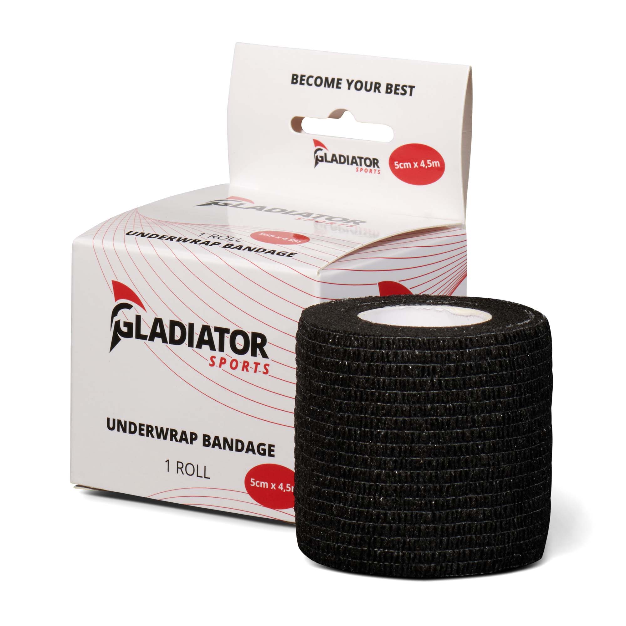 Gladiator sports ondertape bandage per rol zwart met doosje